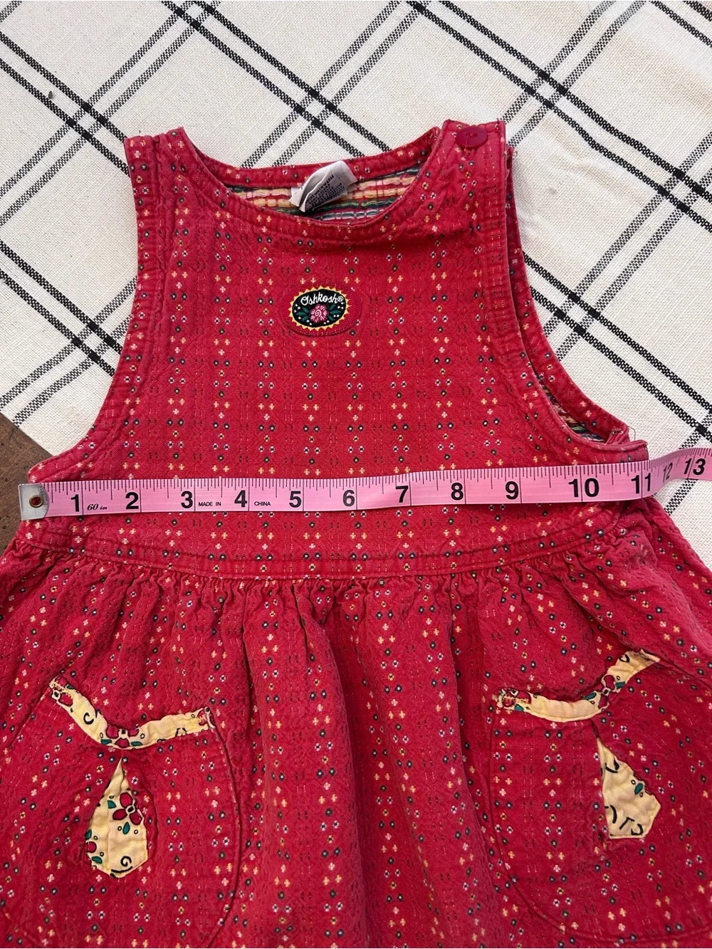Oshkosh Vintage Made in USA Toddler Girls Jumper Dress Red 3T